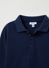 Ovs Cotton Polo Shirt With Long Sleeves