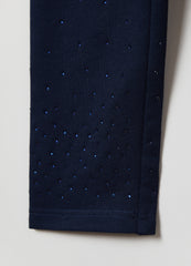 Ovs Stretch Cotton Leggings With Diamantã© Motif