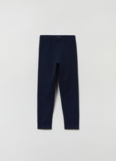 Ovs Stretch Cotton Leggings With Diamantã© Motif