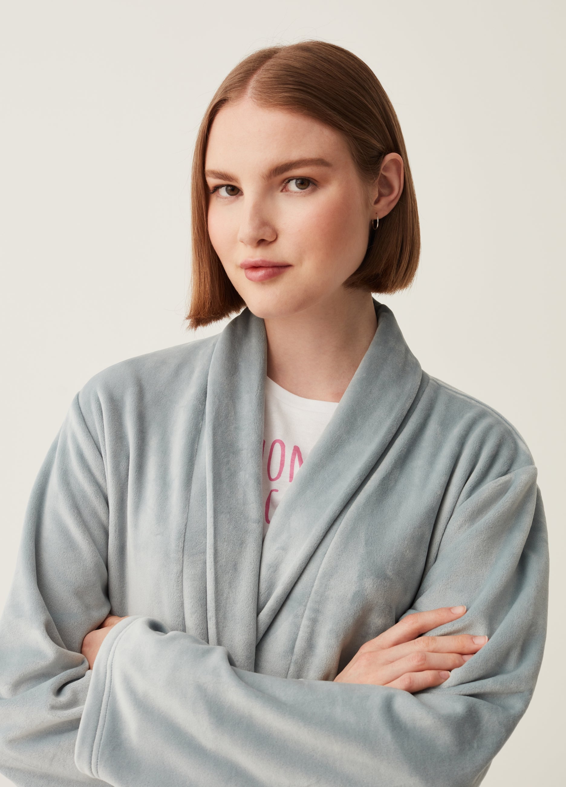 Ovs Short Dressing Gown In Velour Ovs Short Dressing Gown In Velour