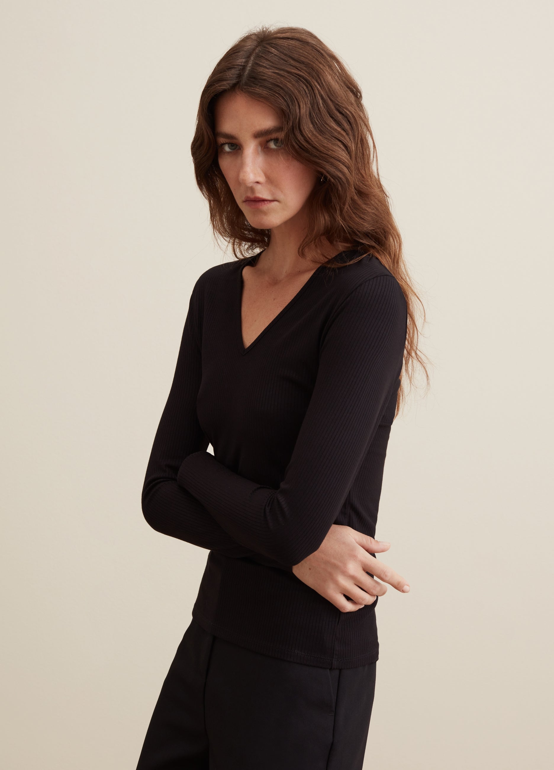 Ovs Long-Sleeved T-Shirt With V Neck Ovs Long-Sleeved T-Shirt With V Neck