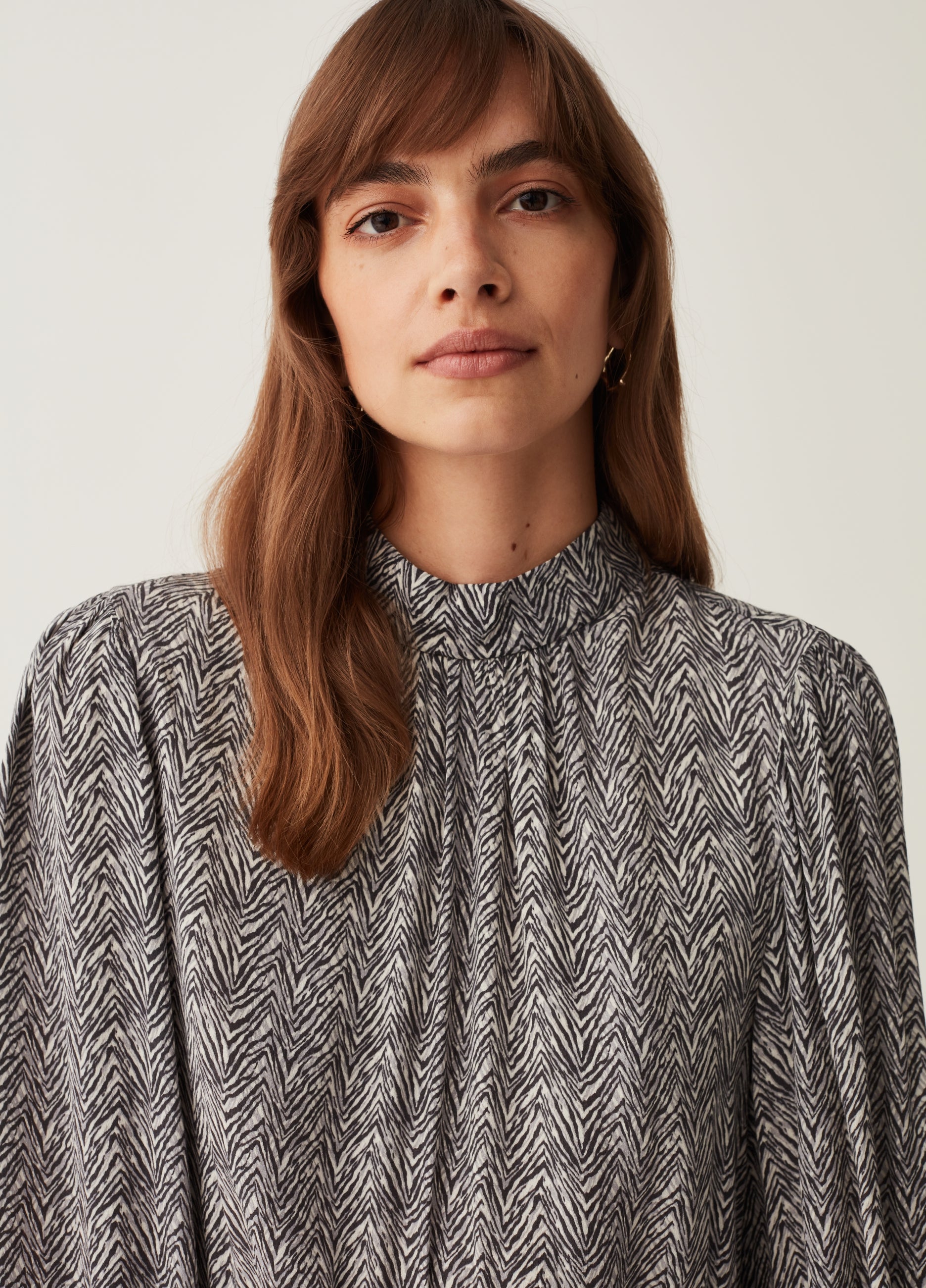 Ovs Short Dress With Herringbone Print Ovs Short Dress With Herringbone Print