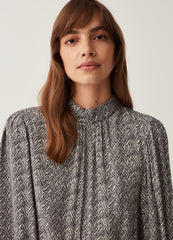 Ovs Short Dress With Herringbone Print