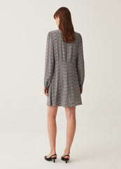 Ovs Short Dress With Herringbone Print