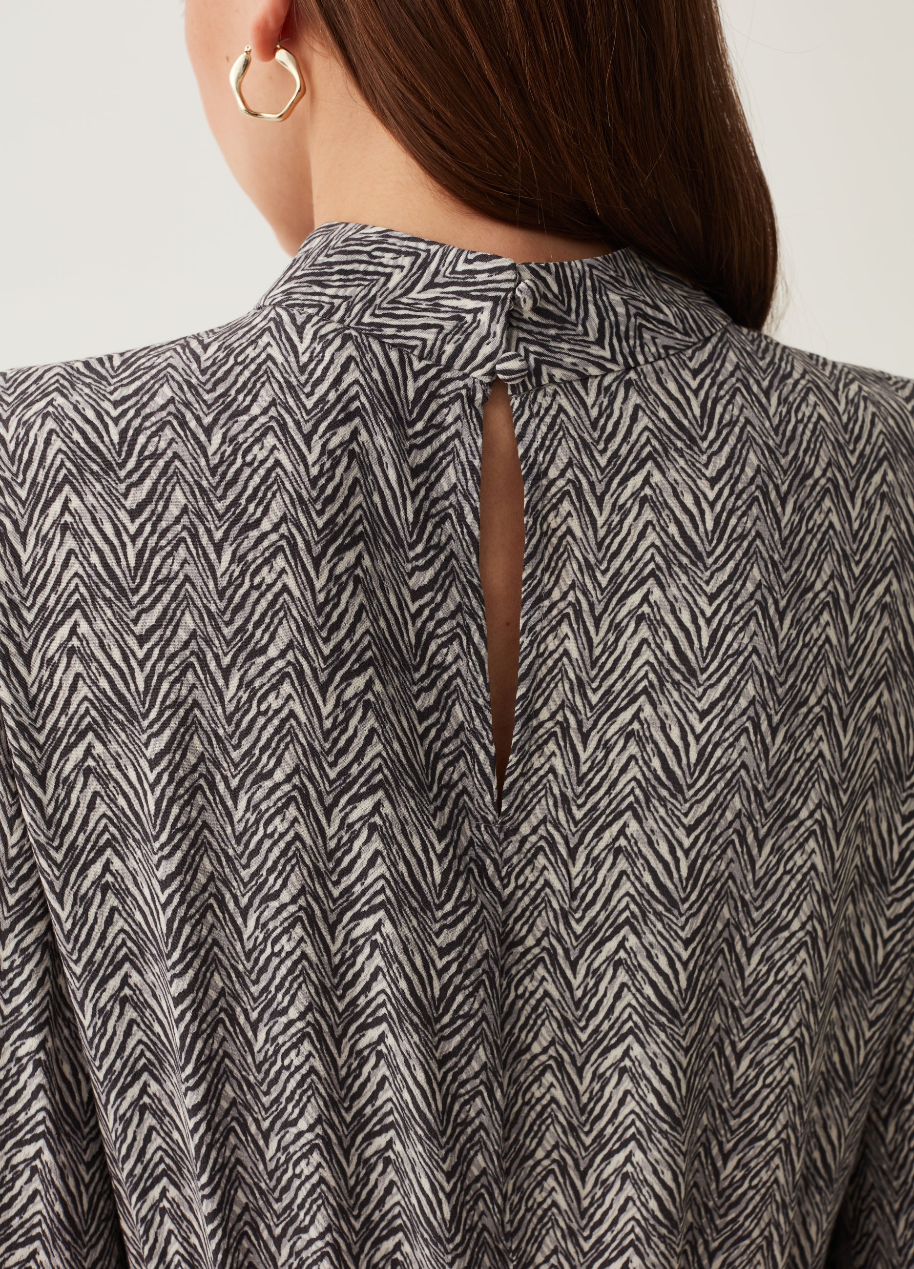 Ovs Short Dress With Herringbone Print Ovs Short Dress With Herringbone Print