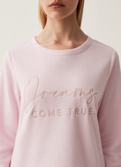 Fleece Pyjama Top With Lettering Embroidery
