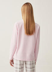 Fleece Pyjama Top With Lettering Embroidery