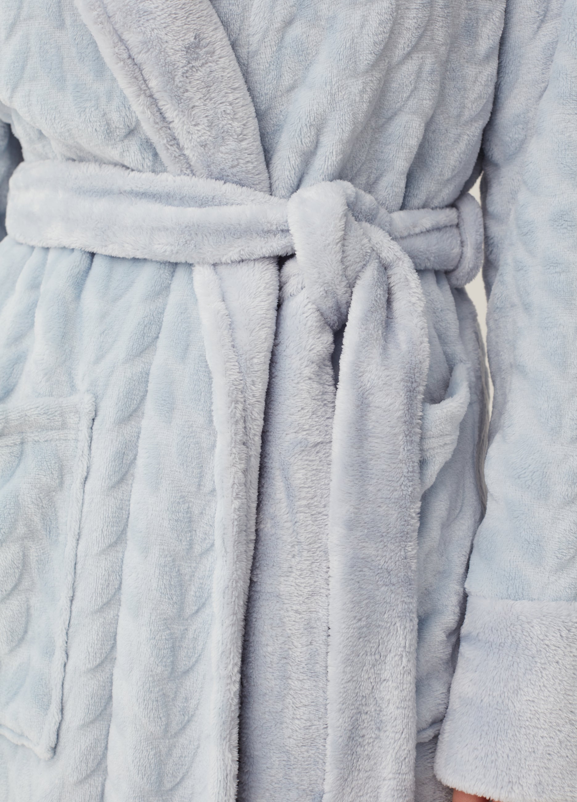 Ovs Dressing Gown With Cable-Knit Design Ovs Dressing Gown With Cable-Knit Design