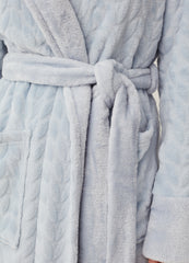 Ovs Dressing Gown With Cable-Knit Design