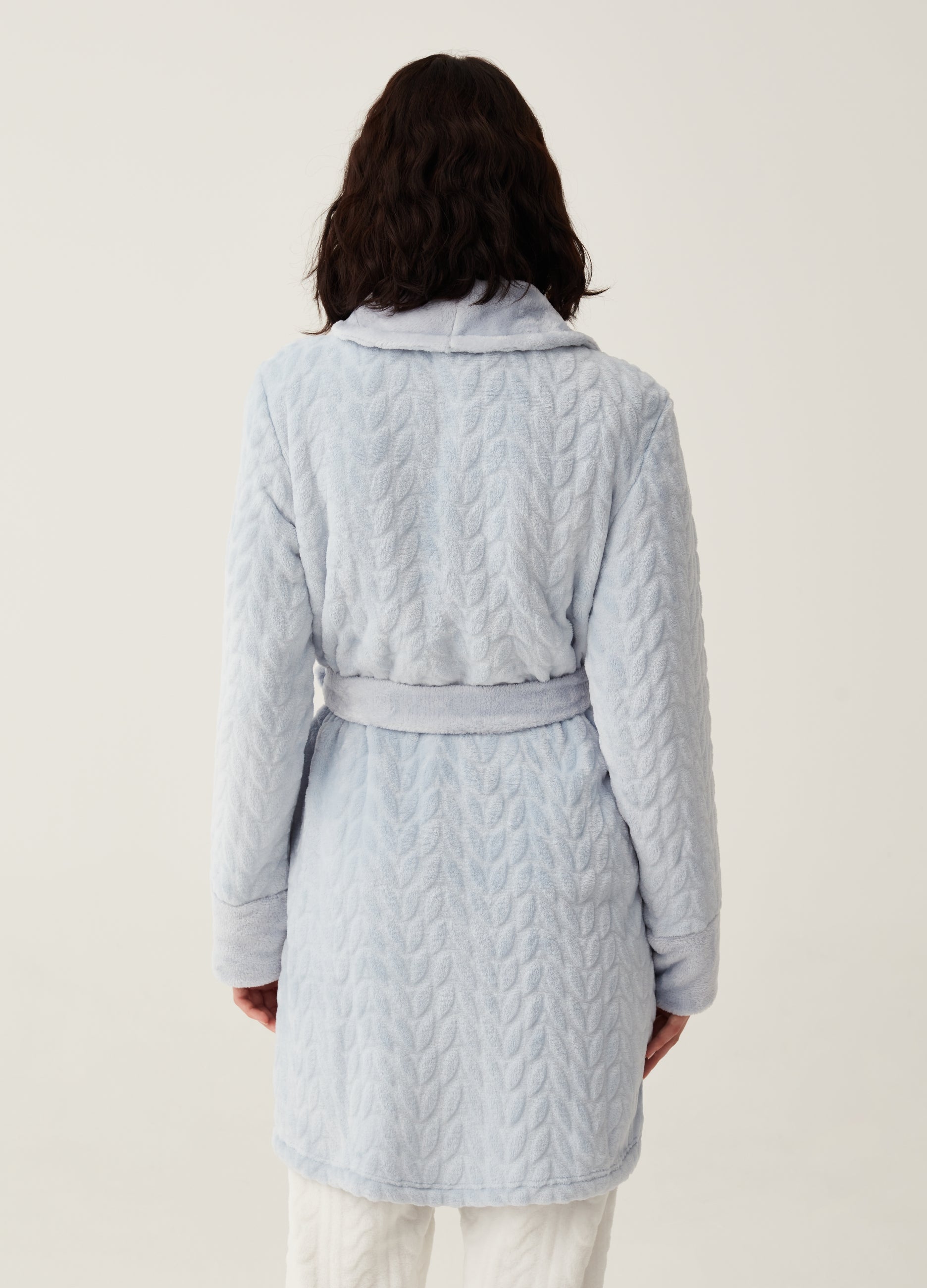 Ovs Dressing Gown With Cable-Knit Design Ovs Dressing Gown With Cable-Knit Design