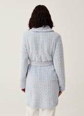 Ovs Dressing Gown With Cable-Knit Design