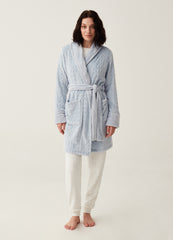 Ovs Dressing Gown With Cable-Knit Design