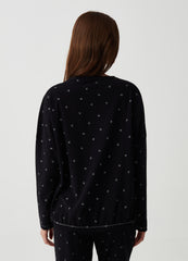Ovs Pyjama Top With Drawstring And Leaf Print