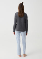Ovs Pyjamas With Coffee Print And Granddad Neckline