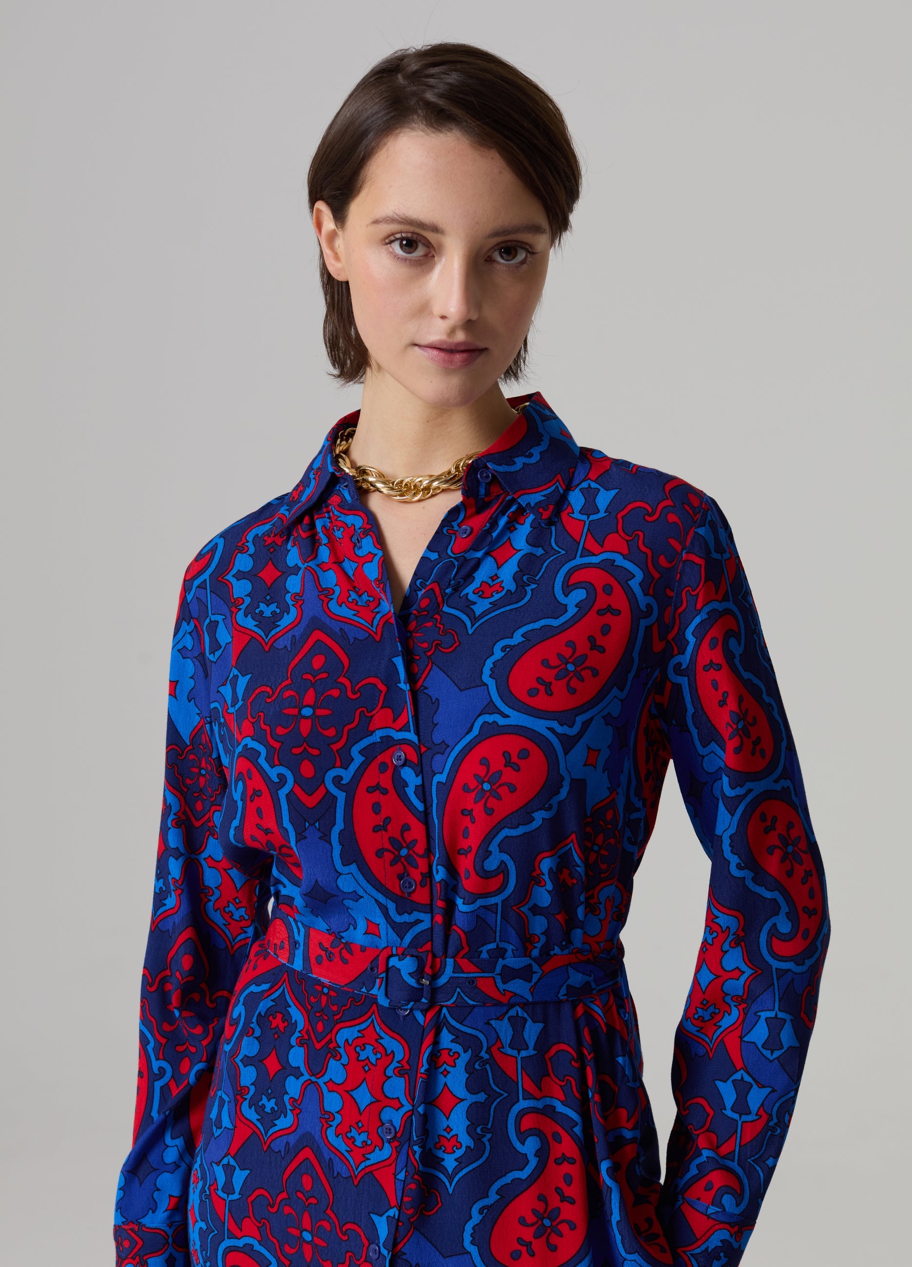 Ovs Long Shirt Dress With Paisley Print Ovs Long Shirt Dress With Paisley Print