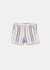 Ovs Striped Linen And Cotton Bermuda Shorts