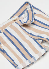 Ovs Striped Linen And Cotton Bermuda Shorts
