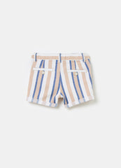 Ovs Striped Linen And Cotton Bermuda Shorts