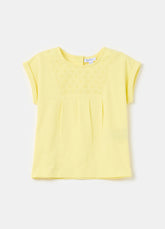 Ovs Cotton T-Shirt With Broderie Anglaise Insert