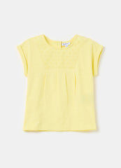 Ovs Cotton T-Shirt With Broderie Anglaise Insert