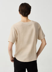 Ovs Viscose And Linen Blouse With V Neck