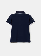 Ovs Polo Shirt With Striped Edging And Embroidery