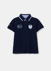 Ovs Polo Shirt With Striped Edging And Embroidery