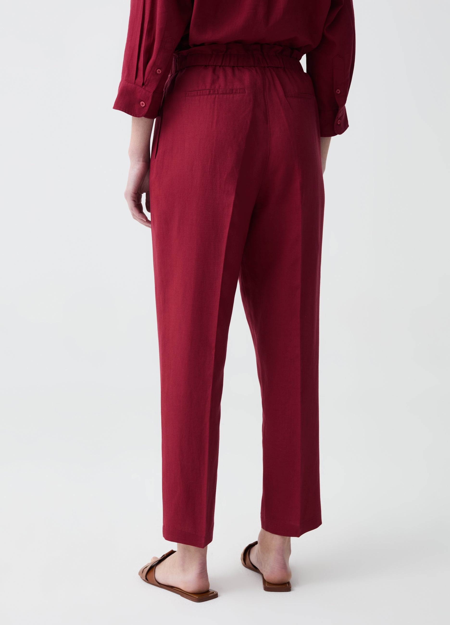 Ovs Cigarette Trousers With Darts And Drawstring Ovs Cigarette Trousers With Darts And Drawstring