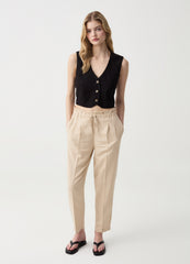 Ovs Cigarette Trousers With Darts And Drawstring