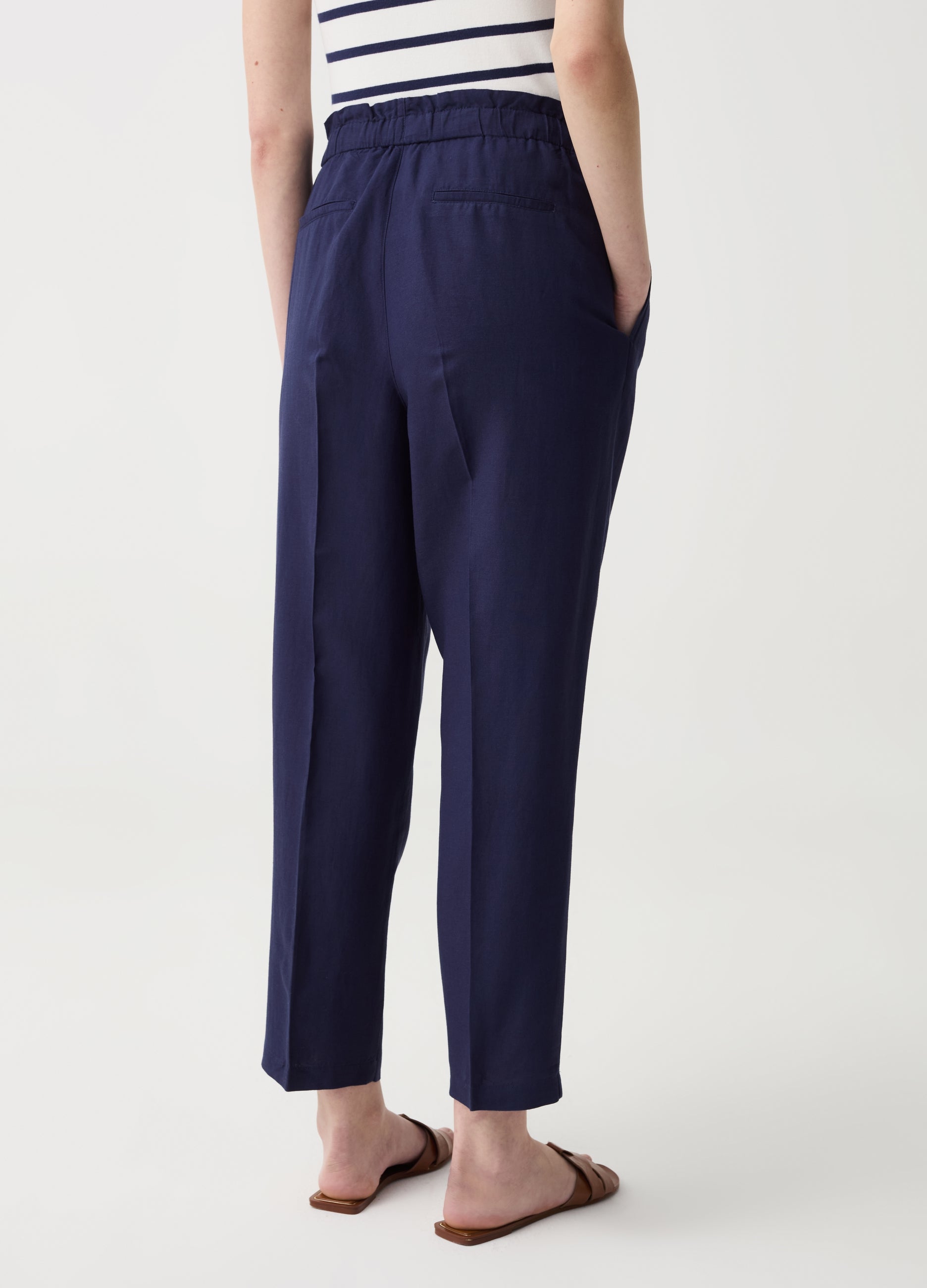 Ovs Cigarette Trousers With Darts And Drawstring Ovs Cigarette Trousers With Darts And Drawstring