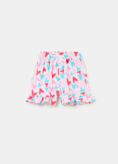 Ovs Cotton Shorts With Frills And Drawstring