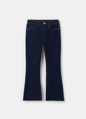 Ovs Flare-Fit Crop Jeans With Raw Edging