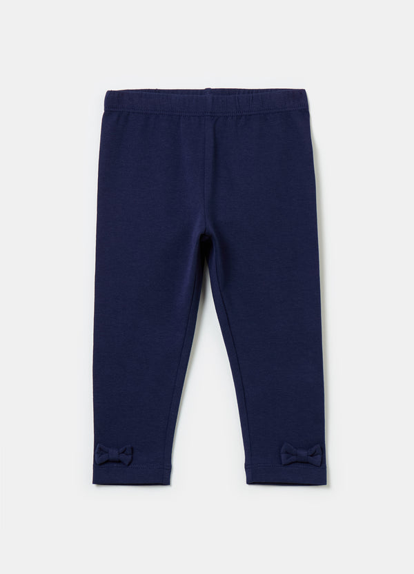 Ovs Stretch Cotton Leggings With Bows