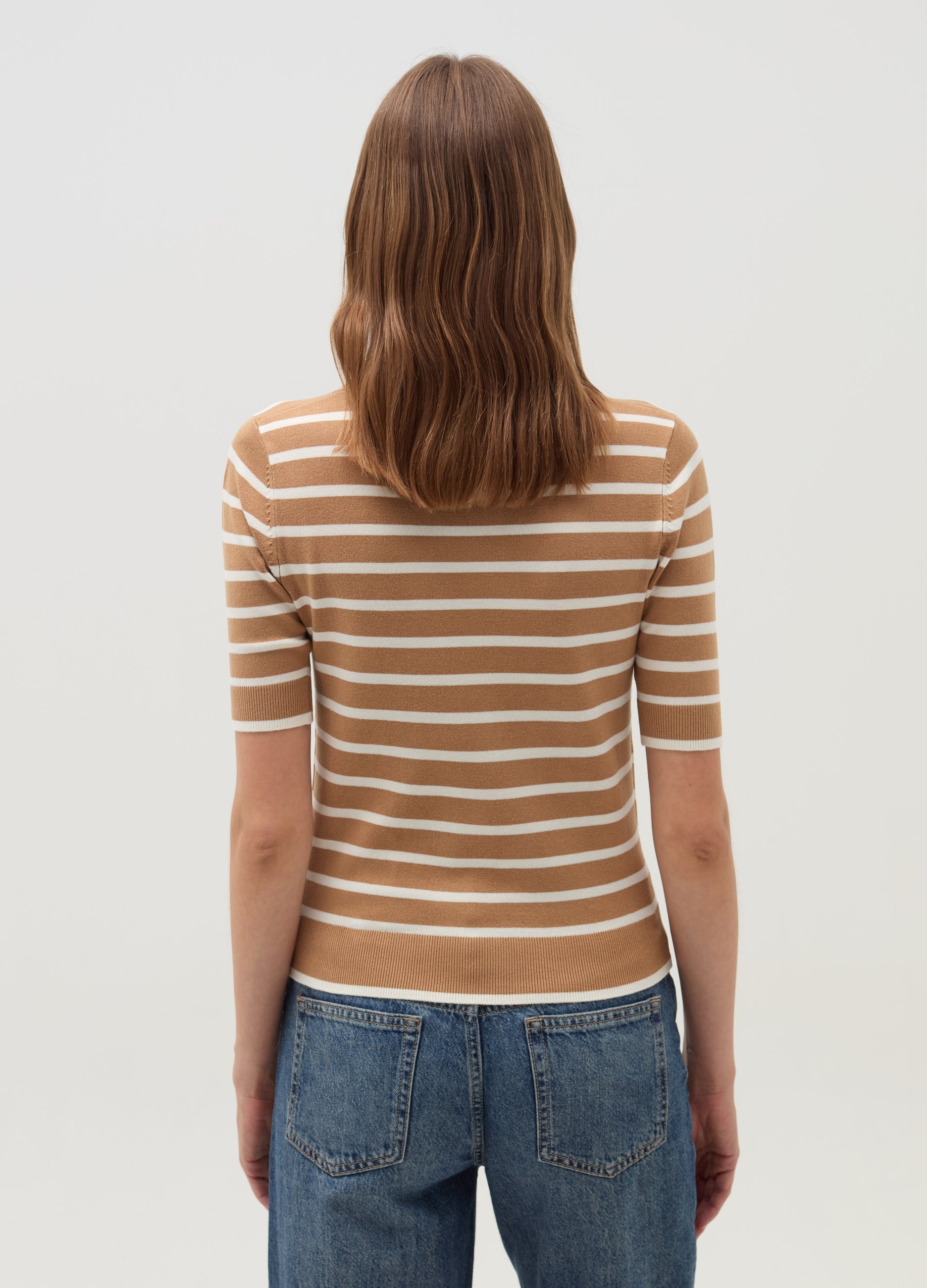 Ovs Short-Sleeved Top With Striped Pattern Ovs Short-Sleeved Top With Striped Pattern