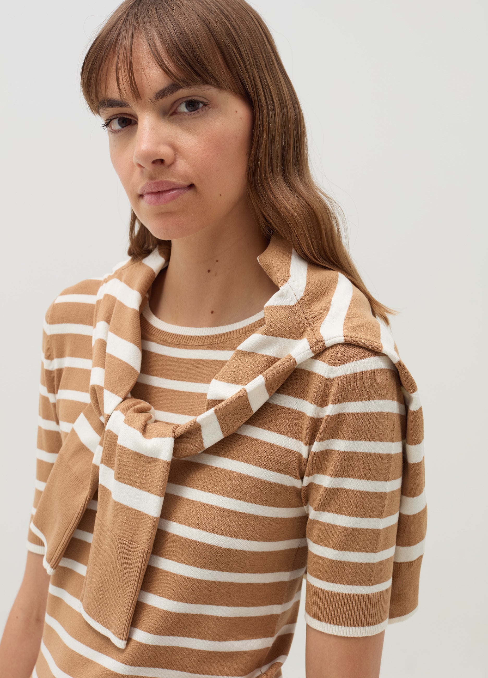 Ovs Short-Sleeved Top With Striped Pattern Ovs Short-Sleeved Top With Striped Pattern