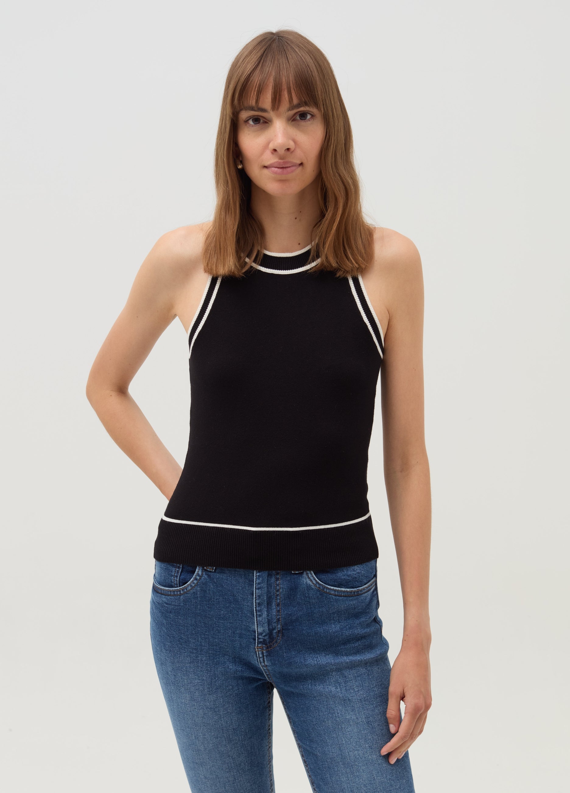 Ovs Tank Top With Contrasting Edging Ovs Tank Top With Contrasting Edging