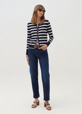 Ovs Striped Cardigan With Round Neck