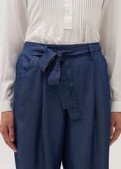 Ovs Denim-Effect Fluid Trousers With Belt