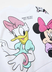 Ovs Sweatshirt With Minnie Mouse And Daisy Duck Print With Diamantés