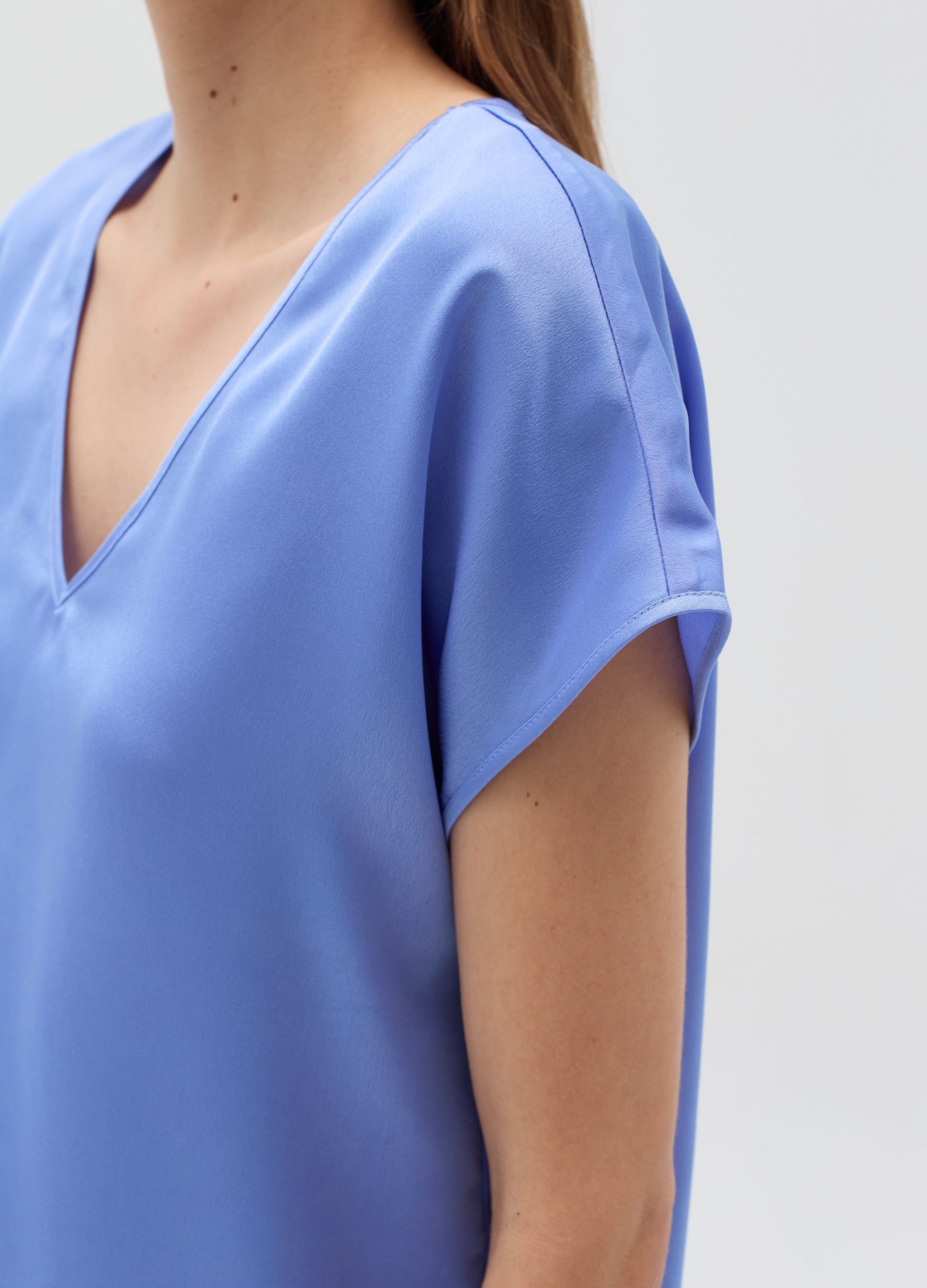 Ovs Satin Blouse With V Neck Ovs Satin Blouse With V Neck