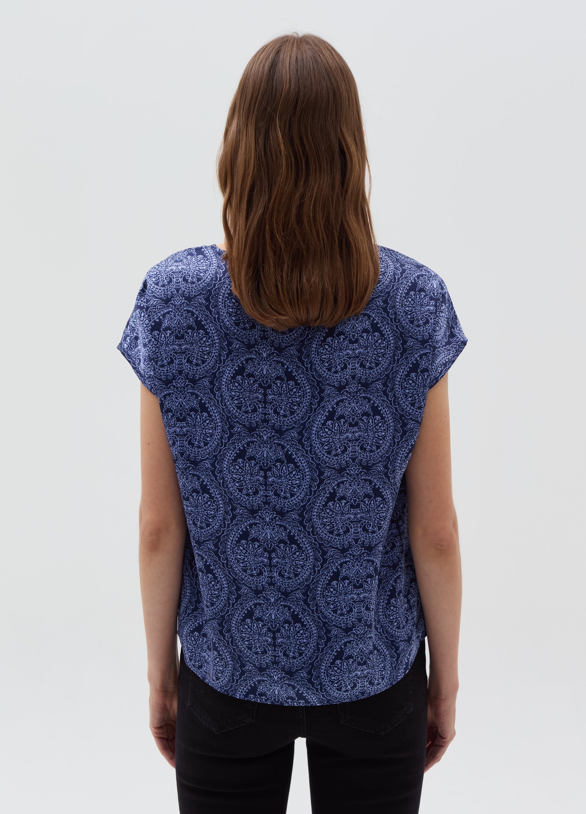 Ovs Satin Blouse With V Neck Ovs Satin Blouse With V Neck