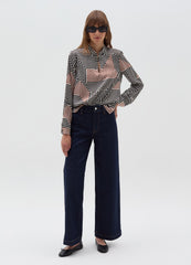 Ovs Satin Blouse With Print And Button