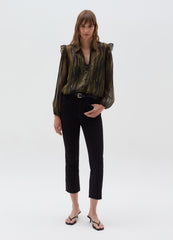 Ovs Semi-Sheer Camouflage Blouse With Lurex