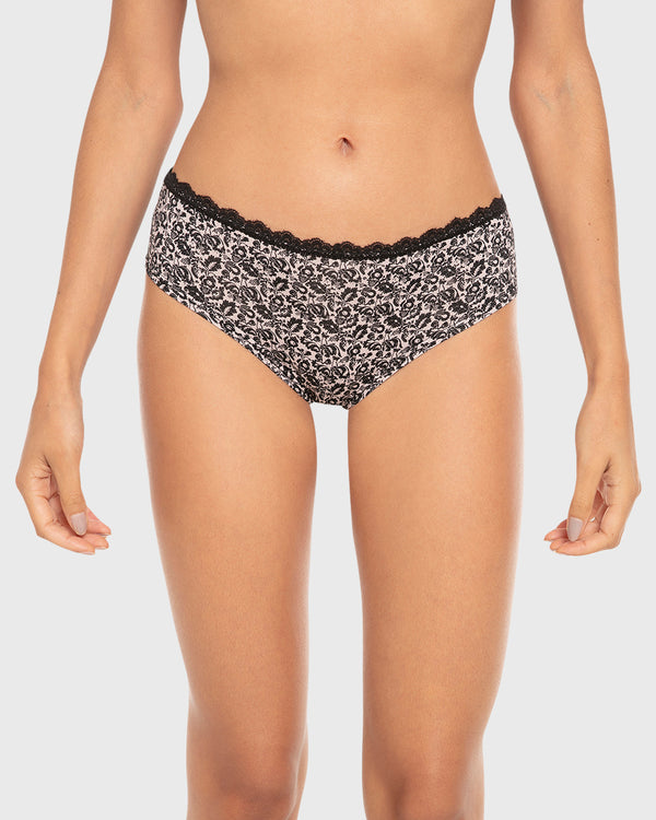 Isla & Evie Printed Microfiber Hipster Panty Taupe Paisley / S