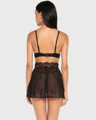 Isla & Evie Mesh Push-Up Babydoll Set