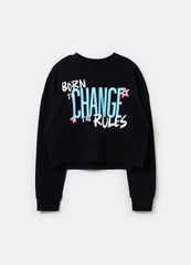 Ovs Crop Sweatshirt With Print