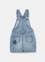 Ovs Pinafore In Denim With Heart Embroidery