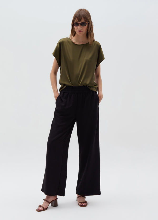 Ovs Satin Blouse With Kimono Sleeves