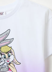 Ovs T-Shirt With Bugs Bunny And Lola Print And Diamantés