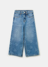 Ovs Wide-Leg Jeans With Hearts Print